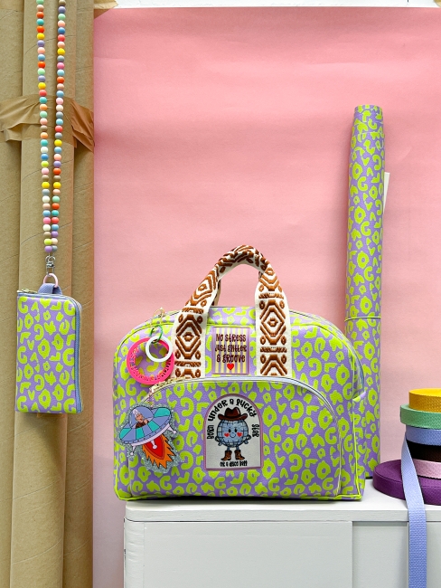 Kunstleder Happy Collection- lila/lemon Leo